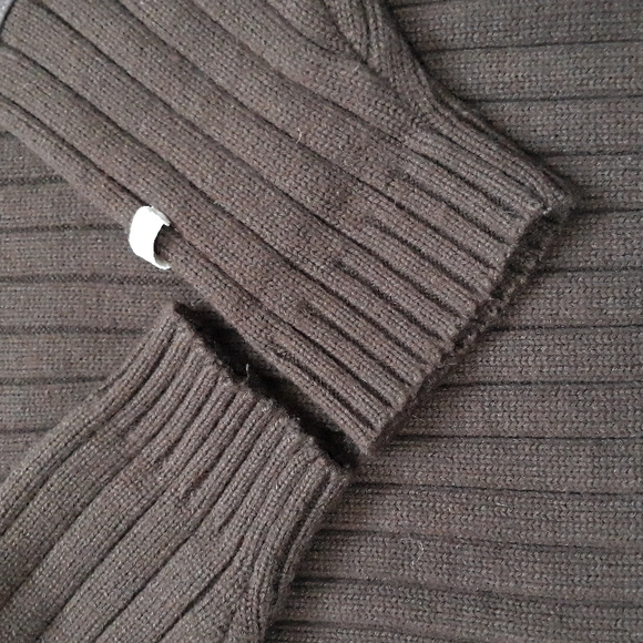 Vintage CLENCH JEANS pullover sweater ribbed wool blend elbow patch brown size L - Picture 5 of 12